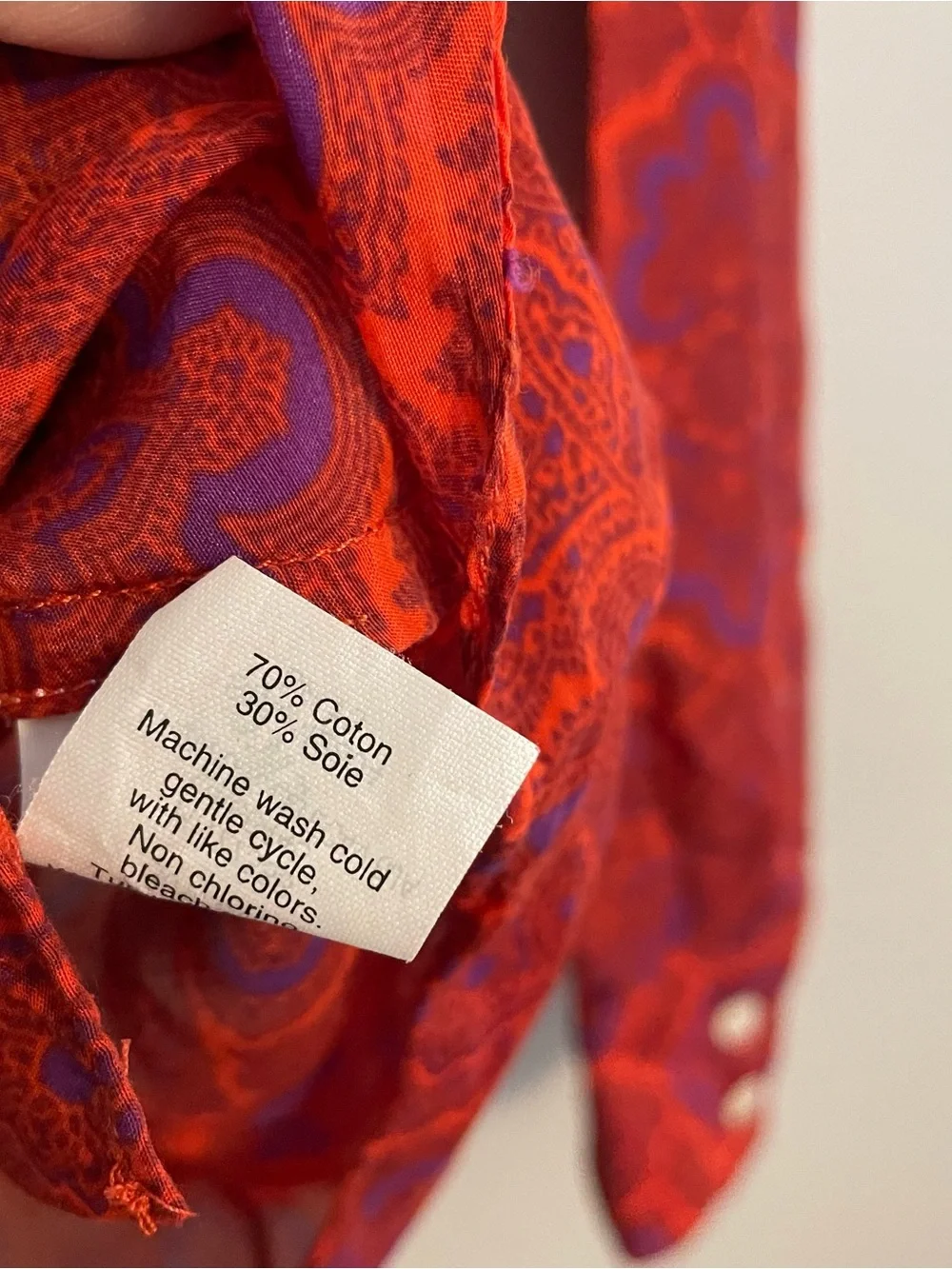 J.Crew Women’s Patterned Long Sleeve Red Button Down Blouse Size Medium